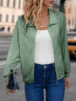 Loose Long Sleeve Plain Zipper Casual Regular Jacket