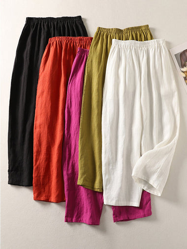 Plus Size Casual Plain Loose Ankle Pants