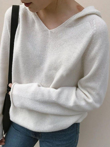 Casual Long Sleeve Hoodie Plain Loose Regular Sweater