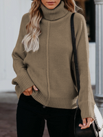 Casual Long Sleeve V Neck Plain Loose Regular Sweater