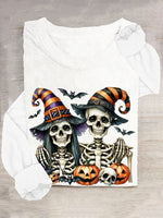 Loose Long Sleeve Crew Neck Halloween Casual Regular T-Shirt