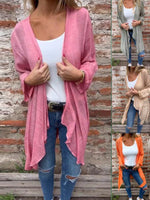 Loose Long Sleeve Plain Casual Regular Cardigan