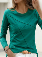 Casual Long Sleeve Crew Neck Plain Regular T-Shirt