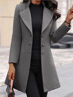 Shawl Collar Long Sleeve Plain Casual Mid-Long Coat