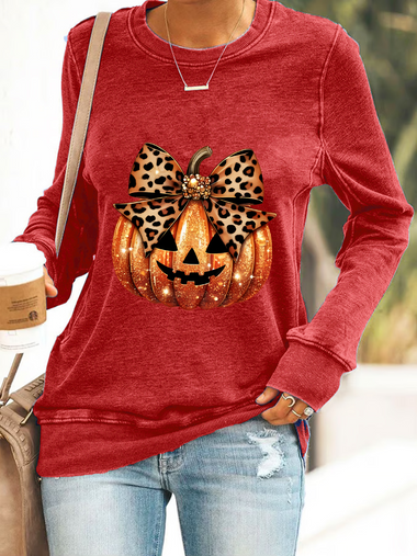 Casual Long Sleeve Crew Neck Halloween Loose Regular Sweatshirt