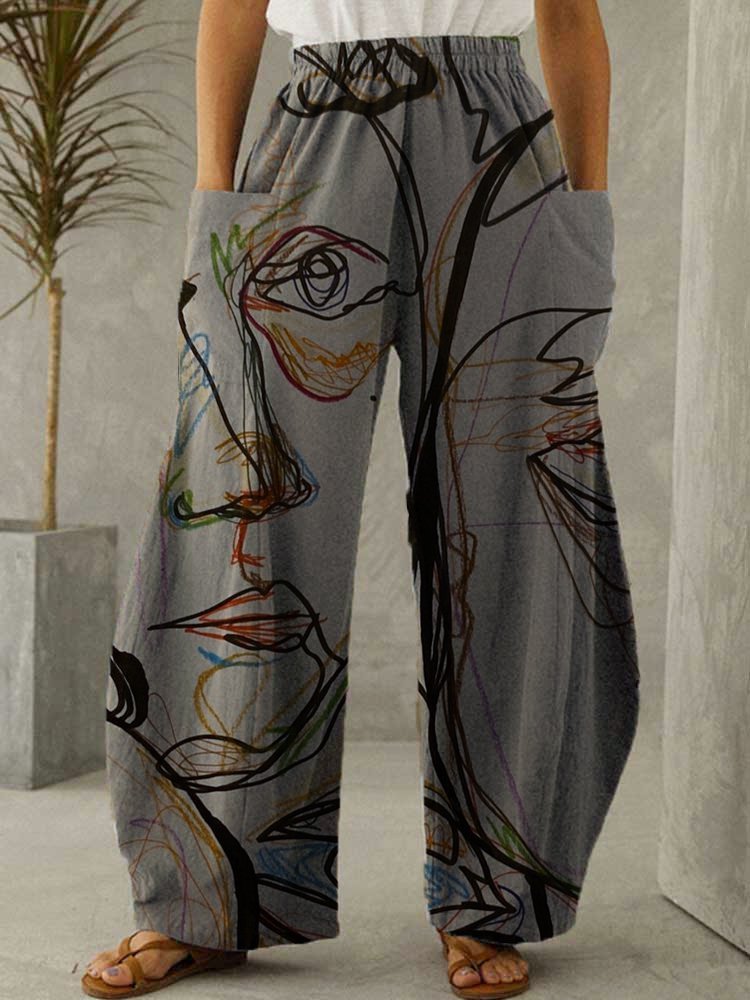 Casual Abstract Graphic Long Pants