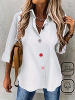 Loose Long Sleeve Shirt Collar Plain Casual Regular Shirt