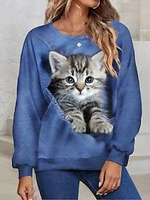 Casual Long Sleeve Crew Neck Ombre Zipper Loose Regular Sweatshirt