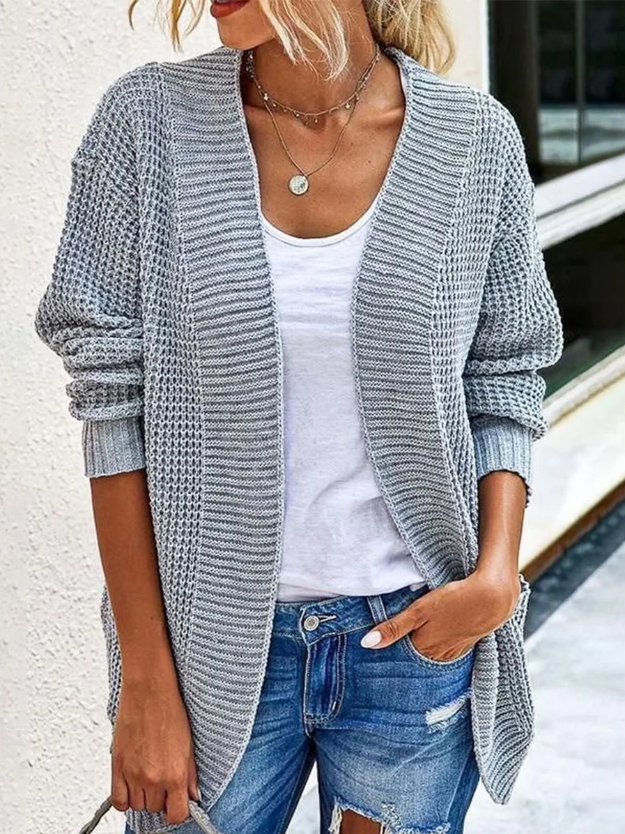 Casual Long Sleeve Plain Loose Regular Sweater