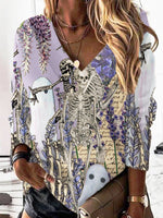 Loose Long Sleeve V Neck Halloween Casual Regular Sweatshirt