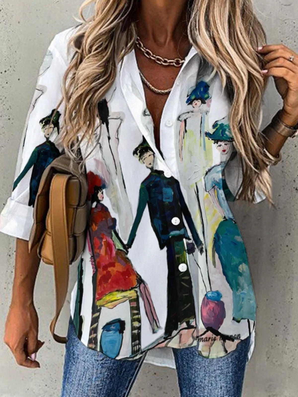 Casual Half Sleeve Shirt Collar Cartoon Loose Regular Shirt