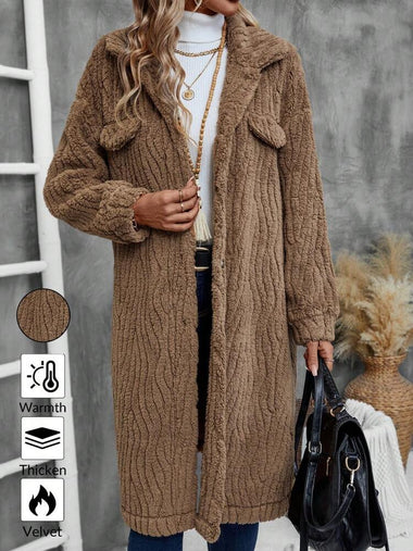 Loose Long Sleeve Striped Casual Regular Coat