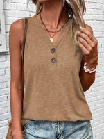 Loose Sleeveless V Neck Plain Casual Regular T-Shirt