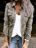 Loose Long Sleeve Striped Casual Regular Jacket