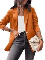 Loose Long Sleeve Plain Casual Regular Blazers