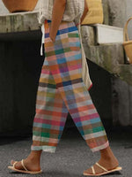 Plus Size Casual Plaid Loose Long Pants