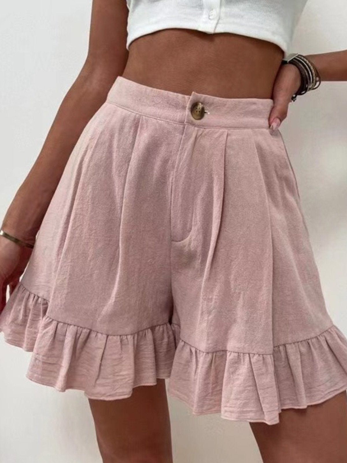 Casual Plain Women Summer Shorts