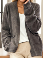 Loose Wrap Long Sleeve Plain Casual Mid-Long Cardigan