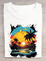 Casual Short Sleeve Crew Neck Scenery Loose Regular T-Shirt