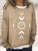 Vintage Long Sleeve Crew Neck Sun Loose Regular Sweatshirt