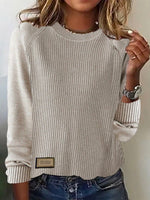 Casual Long Sleeve Crew Neck Plain Loose Regular Sweater