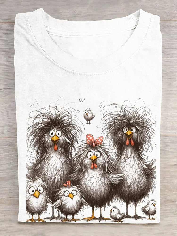 Loose Short Sleeve Crew Neck Turkey Casual Regular T-Shirt