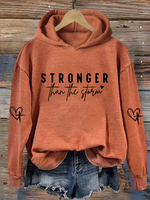 Casual Long Sleeve Hoodie Text Letters Loose Regular Hoodie