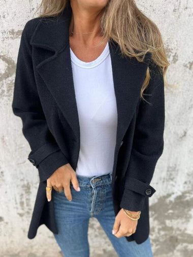 Loose Shawl Collar Long Sleeve Plain Casual Mid-Long Jacket