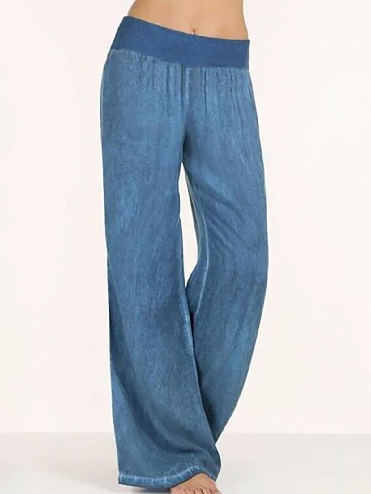 Plus Size Basics Solid Loose Long Pants