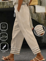 Casual Plain Pocket Stitching Loose Long Pants