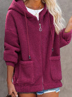 Loose Hoodie Long Sleeve Plain Casual Mid-Long Coat