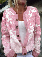 Crew Neck Long Sleeve Floral Printing Casual Regular Cardigan