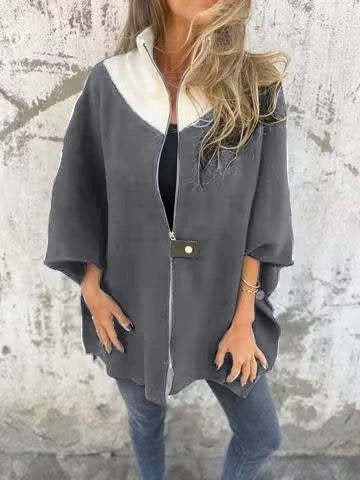 Loose Three Quarter Sleeve Plain Casual Regular Jacket