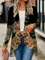 Loose Long Sleeve Floral Casual Regular Jacket