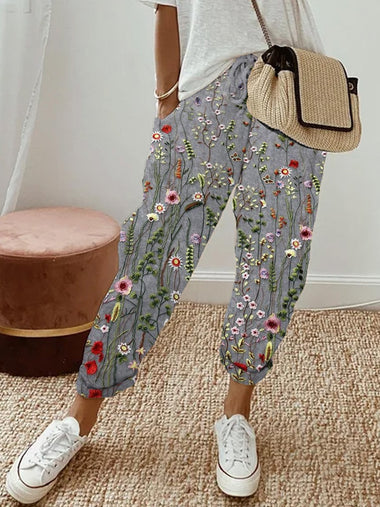 Casual Floral Loose Long Pants