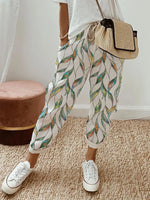 Casual Geometric Lace-Up Lace-Up Loose Long Pants