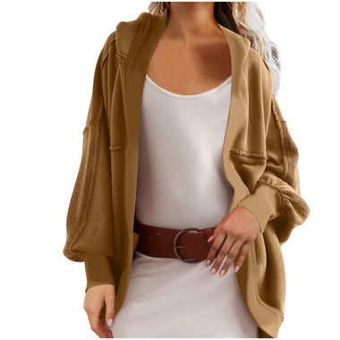 Loose Hoodie Long Sleeve Plain Casual Mid-Long Jacket