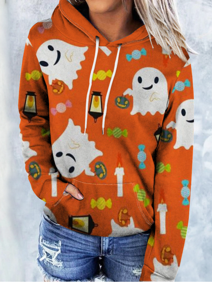 Loose Long Sleeve Hoodie Halloween Casual Regular Sweatshirt