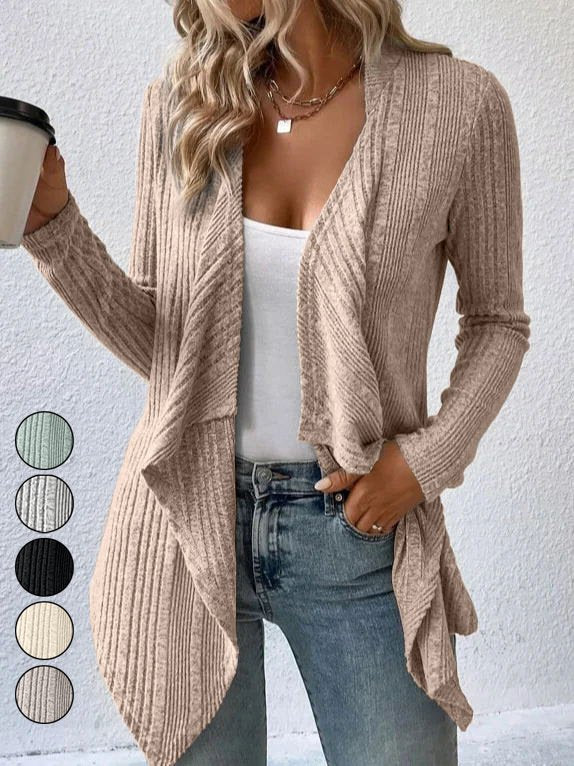 Loose Long Sleeve Plain Casual Regular Cardigan