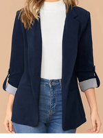 Loose Long Sleeve Color Block Casual Regular Blazers