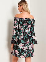 NEW FEELING Womens Black Floral Dresses