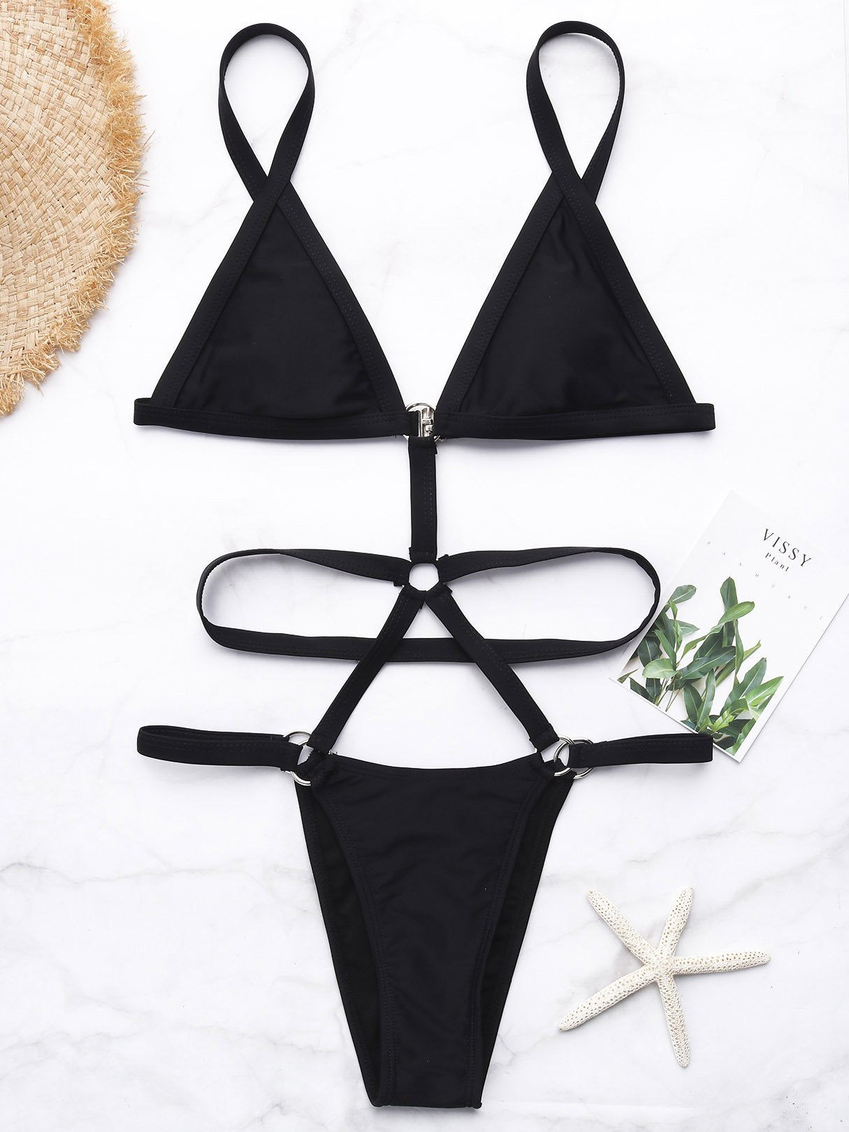 Wholesale Fashion String Design Plain Bikinis