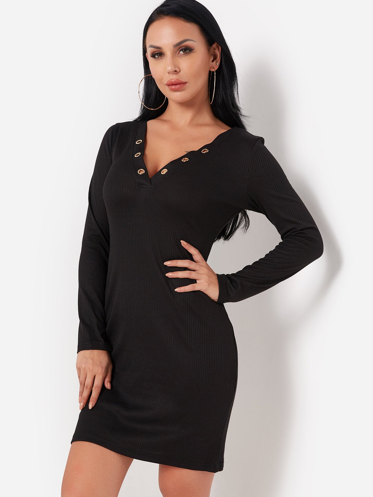 OEM Ladies Black Bodycon Dresses