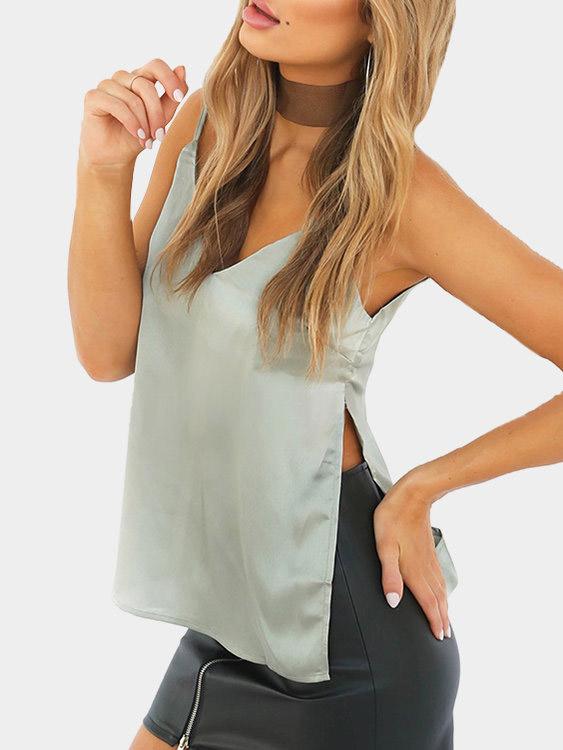 Wholesale V-Neck Backless Slit Sleeveless Camis