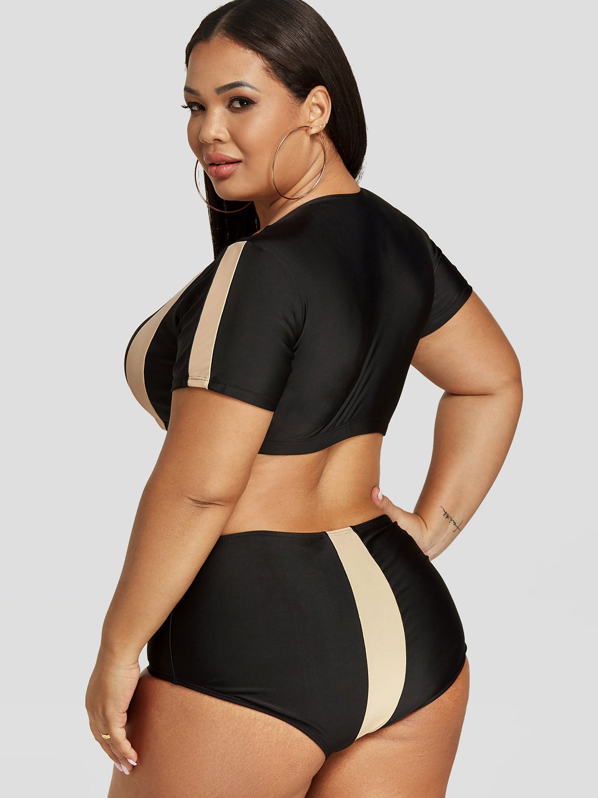 NEW FEELING Womens Black Plus Size Swimwear