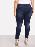 Plus Pearl Detail Bleach Wash Jeans