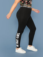 Plus Slogan Print Leggings