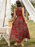 Floral Print Shirred A-line Dress