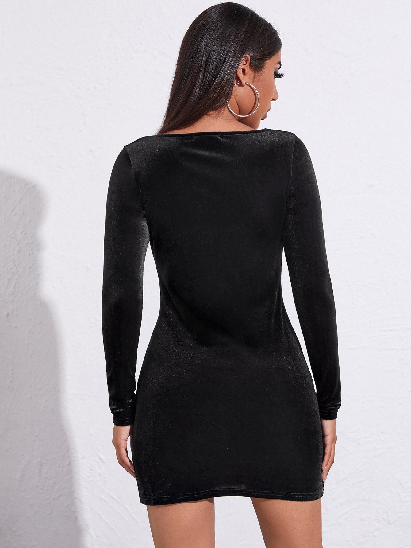 Split Hem Velvet Bodycon Dress