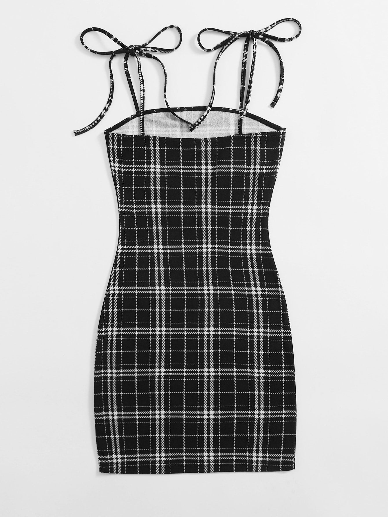 Knot Shoulder Plaid Dress